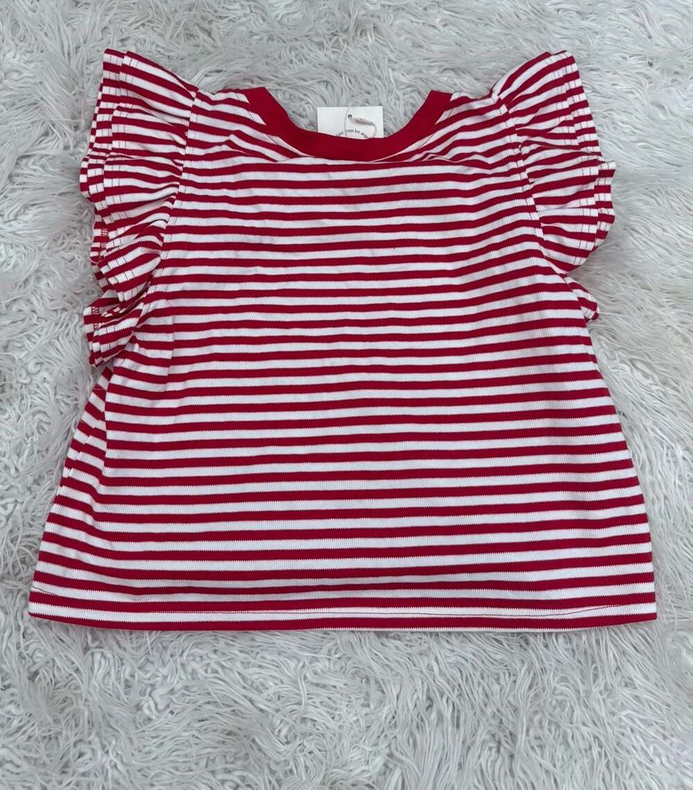 Mittoshop Large STRIPED DOUBLE RUFFLE TOP NWT - Picture 3 of 3